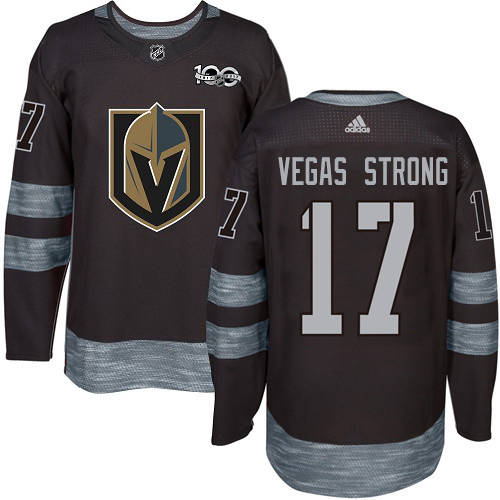 Men's Adidas Vegas Golden Knights #17 Vegas Strong Authentic Black 1917-2017 100th Anniversary NHL Jersey