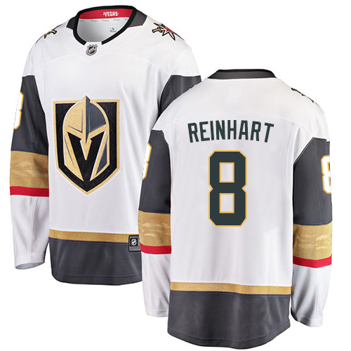 Men's Vegas Golden Knights #8 Griffin Reinhart Authentic White Away Fanatics Branded Breakaway NHL Jersey