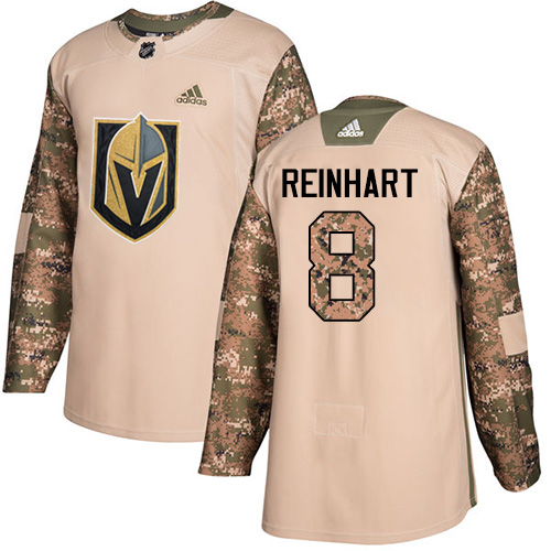 Youth Adidas Vegas Golden Knights #8 Griffin Reinhart Authentic Camo Veterans Day Practice NHL Jersey