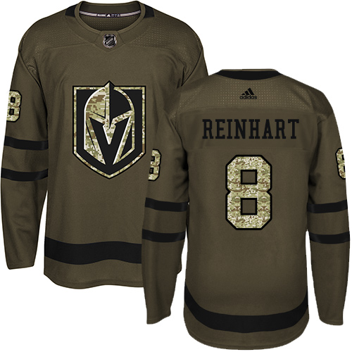 Men's Adidas Vegas Golden Knights #8 Griffin Reinhart Premier Green Salute to Service NHL Jersey