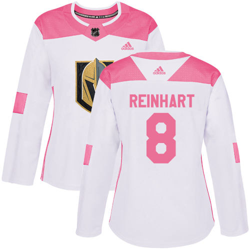 Women's Adidas Vegas Golden Knights #8 Griffin Reinhart Authentic White/Pink Fashion NHL Jersey