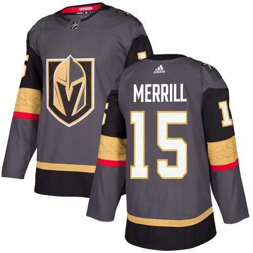 Men's Adidas Vegas Golden Knights #15 Jon Merrill Authentic Gray Home NHL Jersey