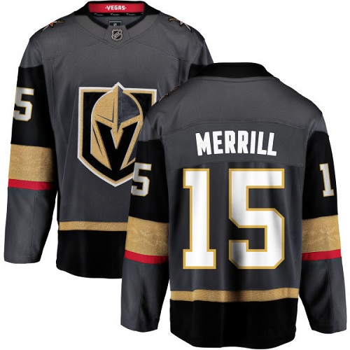 Men's Vegas Golden Knights #15 Jon Merrill Authentic Black Home Fanatics Branded Breakaway NHL Jersey