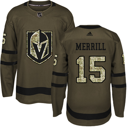 Men's Adidas Vegas Golden Knights #15 Jon Merrill Premier Green Salute to Service NHL Jersey