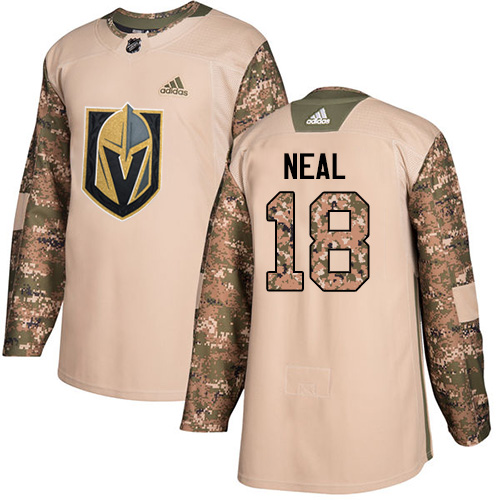 Men's Adidas Vegas Golden Knights #18 James Neal Authentic Camo Veterans Day Practice NHL Jersey