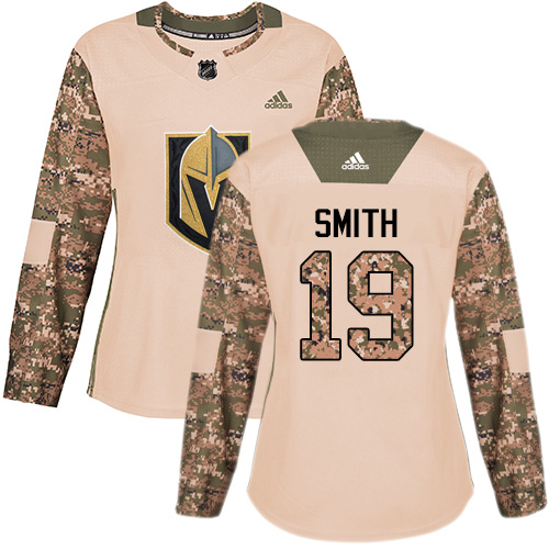 Women's Adidas Vegas Golden Knights #19 Reilly Smith Authentic Camo Veterans Day Practice NHL Jersey