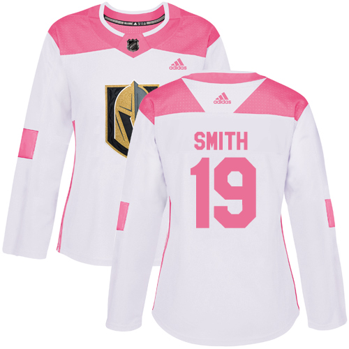 Women's Adidas Vegas Golden Knights #19 Reilly Smith Authentic White/Pink Fashion NHL Jersey