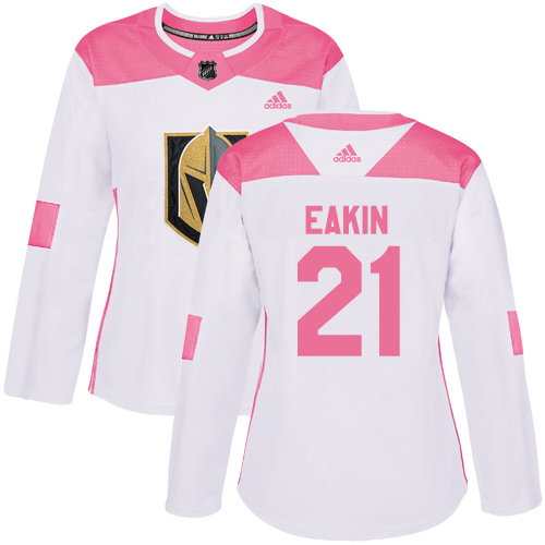 Women's Adidas Vegas Golden Knights #21 Cody Eakin Authentic White/Pink Fashion NHL Jersey