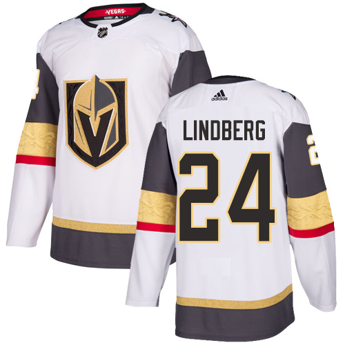 Youth Adidas Vegas Golden Knights #24 Oscar Lindberg Authentic White Away NHL Jersey