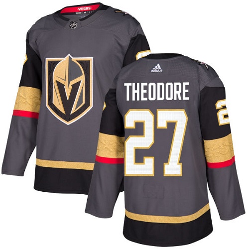 Men's Adidas Vegas Golden Knights #27 Shea Theodore Premier Gray Home NHL Jersey