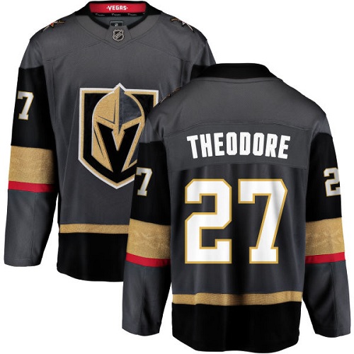 Youth Vegas Golden Knights #27 Shea Theodore Authentic Black Home Fanatics Branded Breakaway NHL Jersey