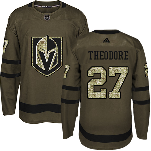 Youth Adidas Vegas Golden Knights #27 Shea Theodore Premier Green Salute to Service NHL Jersey