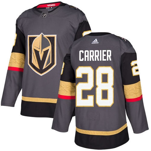 Men's Adidas Vegas Golden Knights #28 William Carrier Authentic Gray Home NHL Jersey