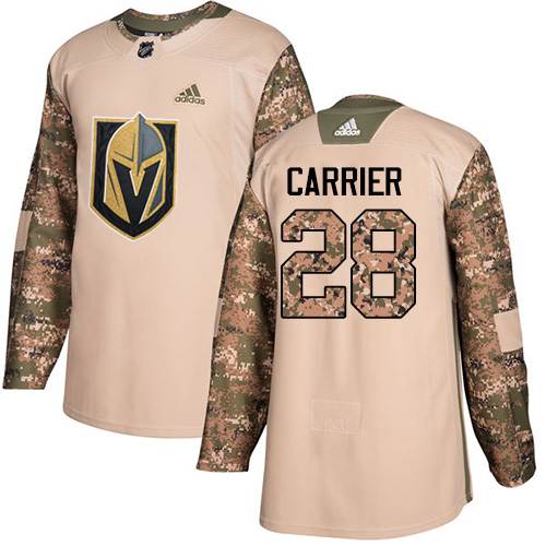 Men's Adidas Vegas Golden Knights #28 William Carrier Authentic Camo Veterans Day Practice NHL Jersey