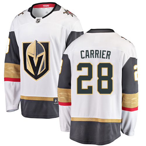 Youth Vegas Golden Knights #28 William Carrier Authentic White Away Fanatics Branded Breakaway NHL Jersey