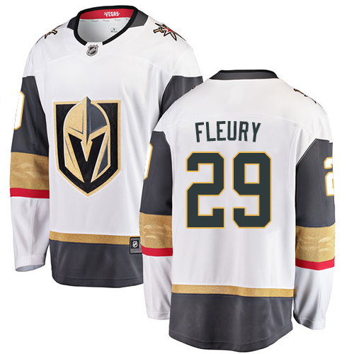 Men's Vegas Golden Knights #29 Marc-Andre Fleury Authentic White Away Fanatics Branded Breakaway NHL Jersey