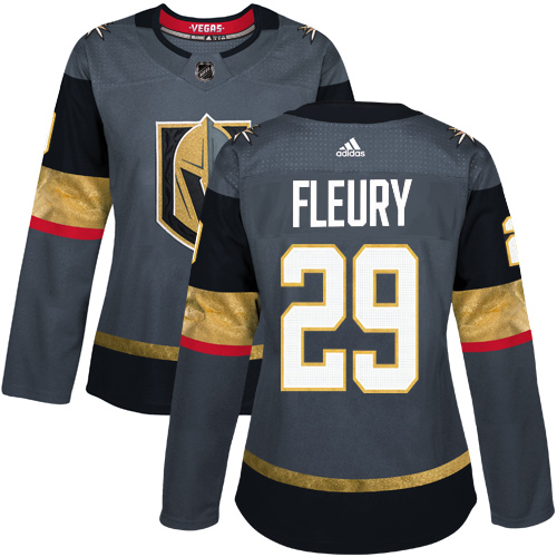 Women's Adidas Vegas Golden Knights #29 Marc-Andre Fleury Authentic Gray Home NHL Jersey