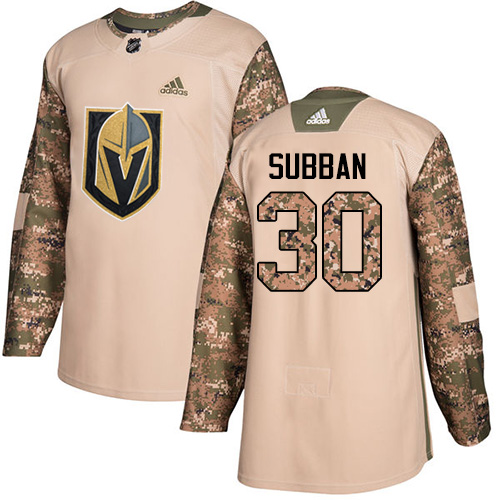 Youth Adidas Vegas Golden Knights #30 Malcolm Subban Authentic Camo Veterans Day Practice NHL Jersey