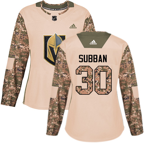 Women's Adidas Vegas Golden Knights #30 Malcolm Subban Authentic Camo Veterans Day Practice NHL Jersey