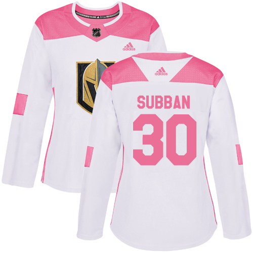 Women's Adidas Vegas Golden Knights #30 Malcolm Subban Authentic White/Pink Fashion NHL Jersey