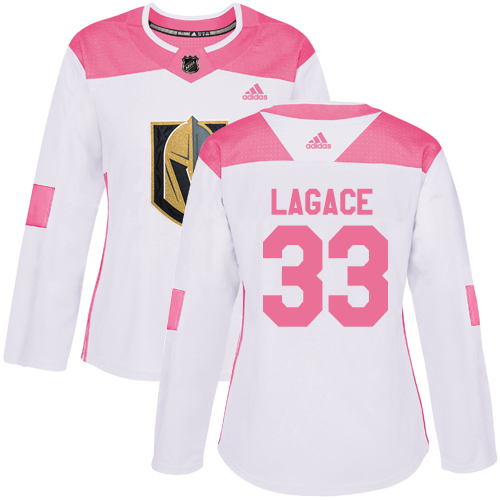 Women's Adidas Vegas Golden Knights #33 Maxime Lagace Authentic White/Pink Fashion NHL Jersey
