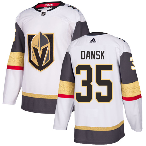 Men's Adidas Vegas Golden Knights #35 Oscar Dansk Authentic White Away NHL Jersey