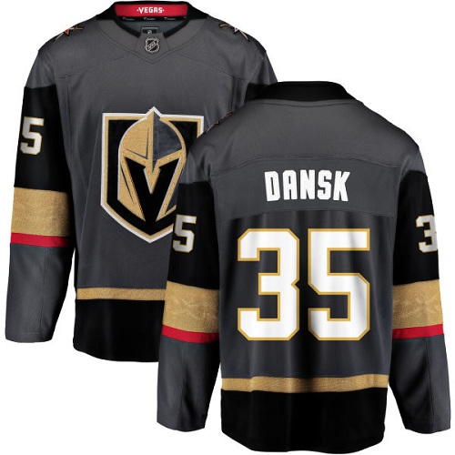 Men's Vegas Golden Knights #35 Oscar Dansk Authentic Black Home Fanatics Branded Breakaway NHL Jersey