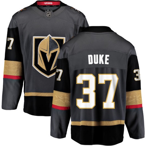 Men's Vegas Golden Knights #37 Reid Duke Authentic Black Home Fanatics Branded Breakaway NHL Jersey