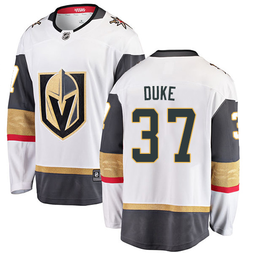 Men's Vegas Golden Knights #37 Reid Duke Authentic White Away Fanatics Branded Breakaway NHL Jersey