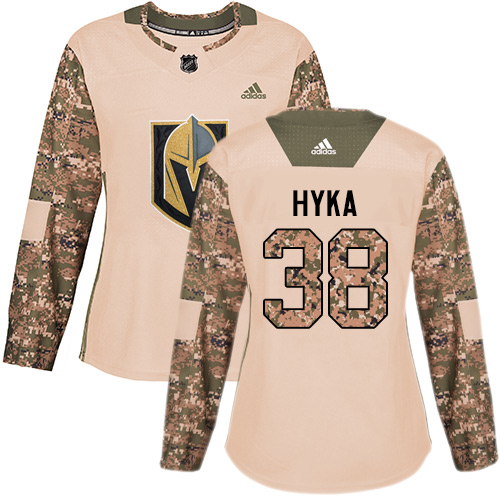 Women's Adidas Vegas Golden Knights #38 Tomas Hyka Authentic Camo Veterans Day Practice NHL Jersey