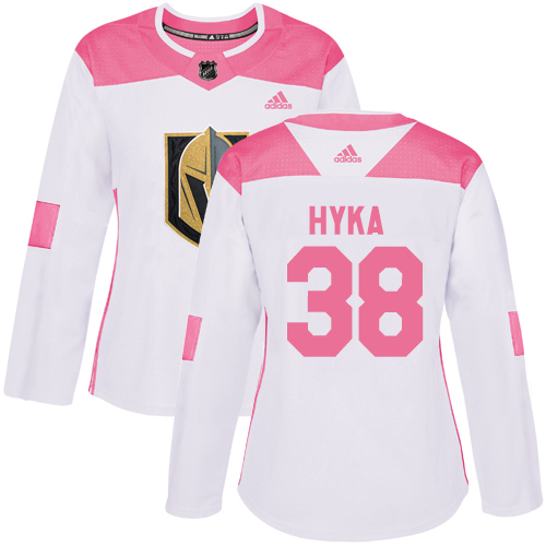 Women's Adidas Vegas Golden Knights #38 Tomas Hyka Authentic White/Pink Fashion NHL Jersey