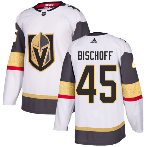 Men's Adidas Vegas Golden Knights #45 Jake Bischoff Authentic White Away NHL Jersey