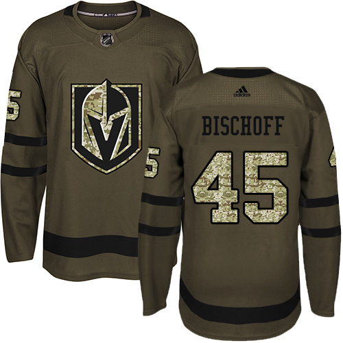 Men's Adidas Vegas Golden Knights #45 Jake Bischoff Authentic Green Salute to Service NHL Jersey