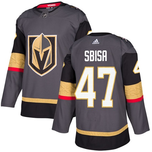 Men's Adidas Vegas Golden Knights #47 Luca Sbisa Authentic Gray Home NHL Jersey