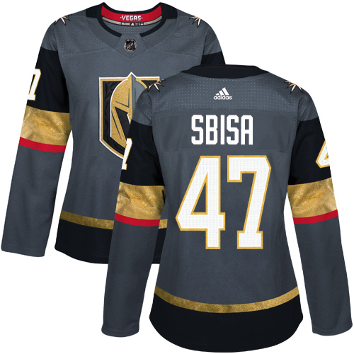Women's Adidas Vegas Golden Knights #47 Luca Sbisa Authentic Gray Home NHL Jersey