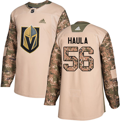 Men's Adidas Vegas Golden Knights #56 Erik Haula Authentic Camo Veterans Day Practice NHL Jersey