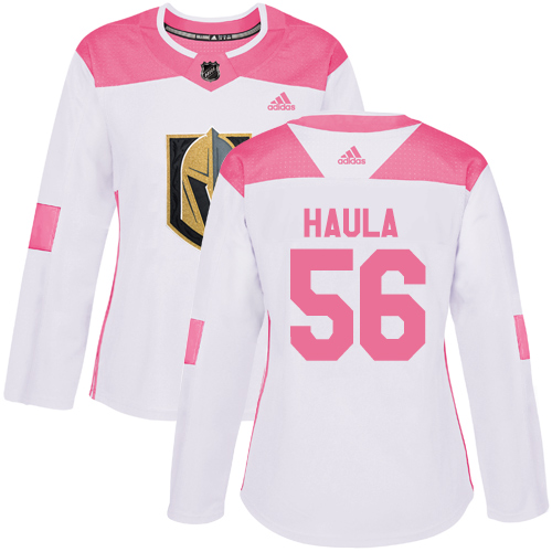 Women's Adidas Vegas Golden Knights #56 Erik Haula Authentic White/Pink Fashion NHL Jersey