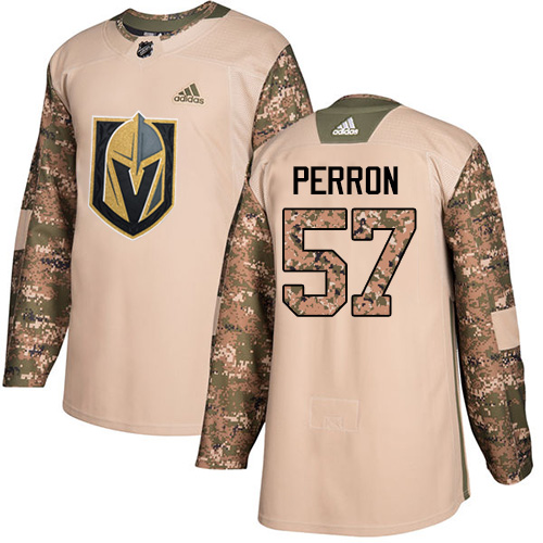 Men's Adidas Vegas Golden Knights #57 David Perron Authentic Camo Veterans Day Practice NHL Jersey
