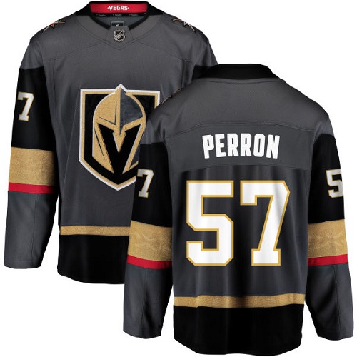 Men's Vegas Golden Knights #57 David Perron Authentic Black Home Fanatics Branded Breakaway NHL Jersey