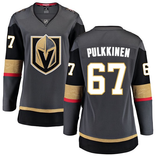 Women's Vegas Golden Knights #67 Teemu Pulkkinen Authentic Black Home Fanatics Branded Breakaway NHL Jersey