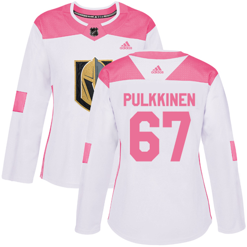Women's Adidas Vegas Golden Knights #67 Teemu Pulkkinen Authentic White/Pink Fashion NHL Jersey