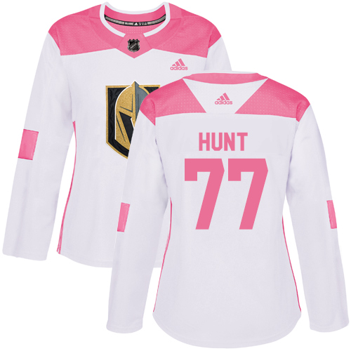 Women's Adidas Vegas Golden Knights #77 Brad Hunt Authentic White/Pink Fashion NHL Jersey