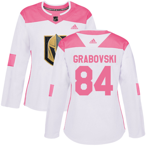 Women's Adidas Vegas Golden Knights #84 Mikhail Grabovski Authentic White/Pink Fashion NHL Jersey