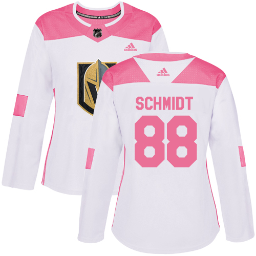 Women's Adidas Vegas Golden Knights #88 Nate Schmidt Authentic White/Pink Fashion NHL Jersey
