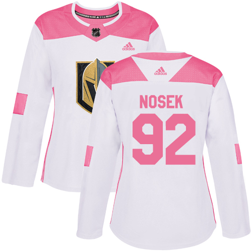 Women's Adidas Vegas Golden Knights #92 Tomas Nosek Authentic White/Pink Fashion NHL Jersey