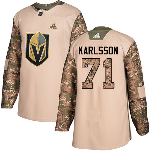 Men's Adidas Vegas Golden Knights #71 William Karlsson Authentic Camo Veterans Day Practice NHL Jersey