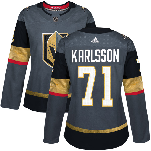 Women's Adidas Vegas Golden Knights #71 William Karlsson Authentic Gray Home NHL Jersey