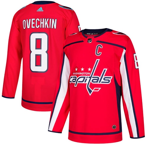 Men's Adidas Washington Capitals #8 Alex Ovechkin Authentic Red Home NHL Jersey