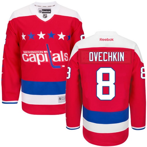 Men's Reebok Washington Capitals #8 Alex Ovechkin Authentic Red Third NHL Jersey