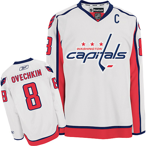 Youth Reebok Washington Capitals #8 Alex Ovechkin Authentic White Away NHL Jersey